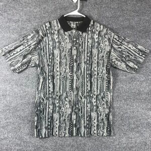 VTG Tundra Canada Shirt Mens Medium Gray Polo 3D Print Abstract Retro 90s Golf